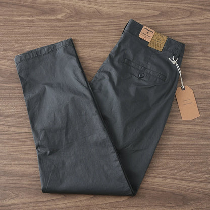 2024 Summer New American Retro Thin Micro Elasticity Casual Pants Men's Simple 97% Cotton Slim CHINO Business Straight Trousers