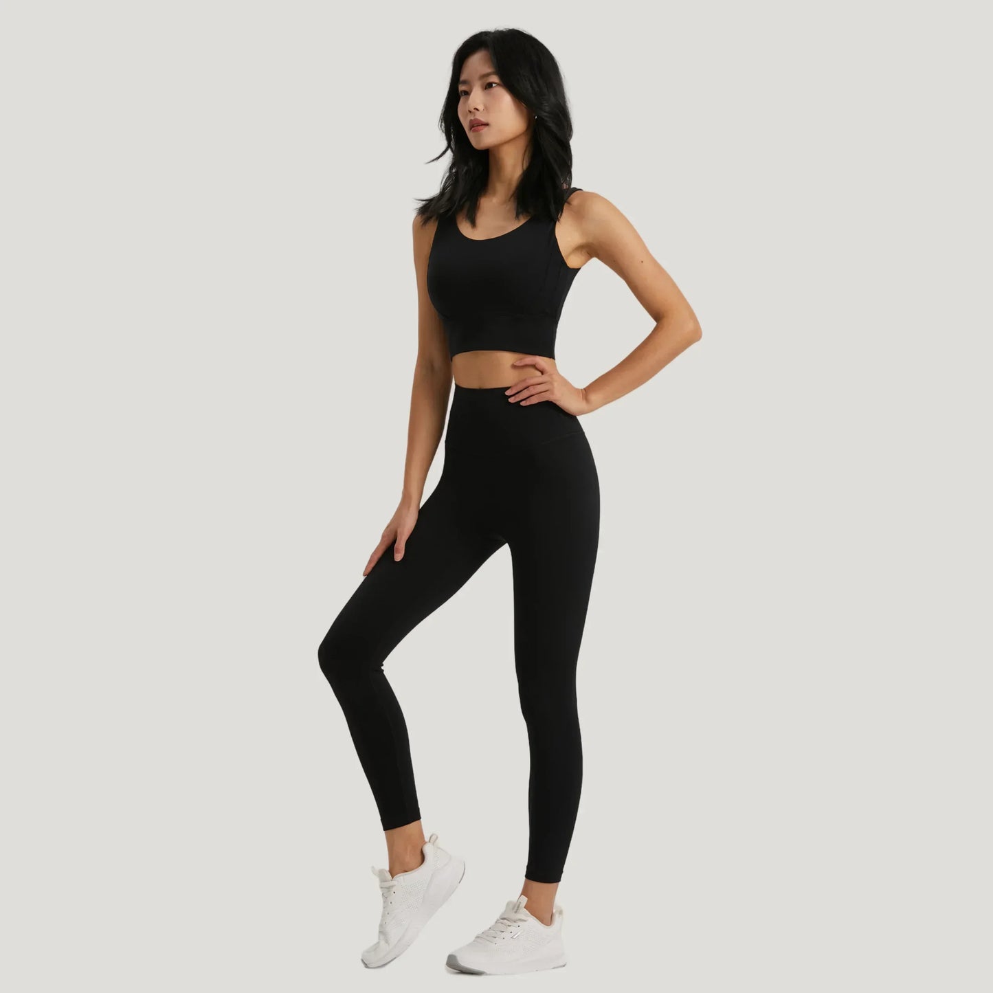 Seamless Yoga Set Women Lycra Gym Clothing Sports Bra Semi-Fixed Cups Workout Tops Anti Rolling Yoga Leggings with Pocket Tights