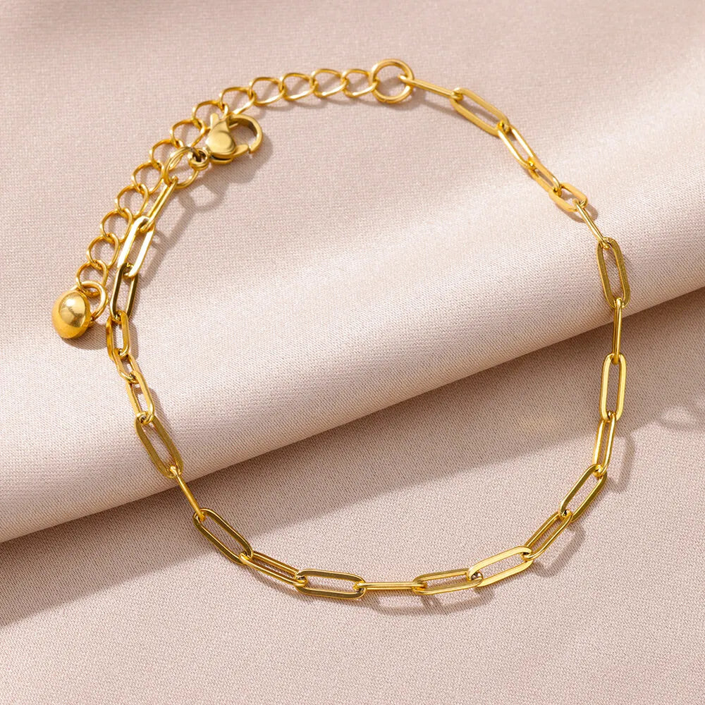 Anklets for Women Summer Beach Accessories Stainless Steel Imitation Pearl Chain Anklet Gold Color Leg Bracelets Bodychain Gifts