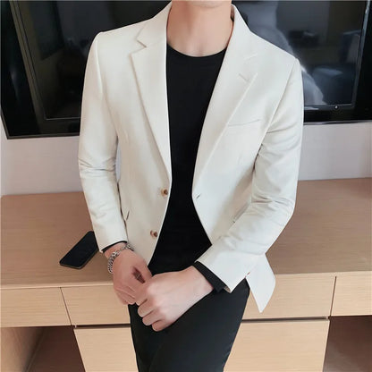 2025 High Quality Solid Single Button Casual Blazer Men's Korean Simple Business Elegant Fashion Party Slim Fit Suit Jacket 4XL