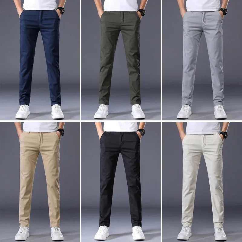 7 Colors Men's Classic Summer Thin Casual Pants Business Fashion Stretch Cotton Slim Solid Color Trousers Male Brand Clothes