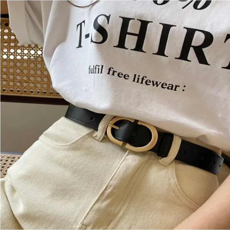 1pc Women's belt fashion trend alloy needle buckle shape simple PU leather decorative waistband students daily casual wear