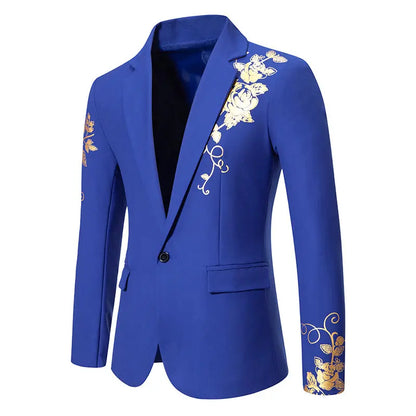 Men's Paisley Floral Gold Bronzing Printed Blazer Luxury Evening Prom Dress 2024 Suits Formal Jackets for Men Costume Homme Coat