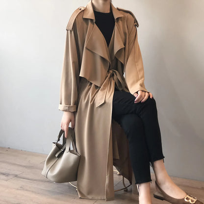 Winter Women Coat Female Trench Jacket Vintage Maxi Classic Long Trench Women Coat Oversize Female Windbreaker Blazers  Coat