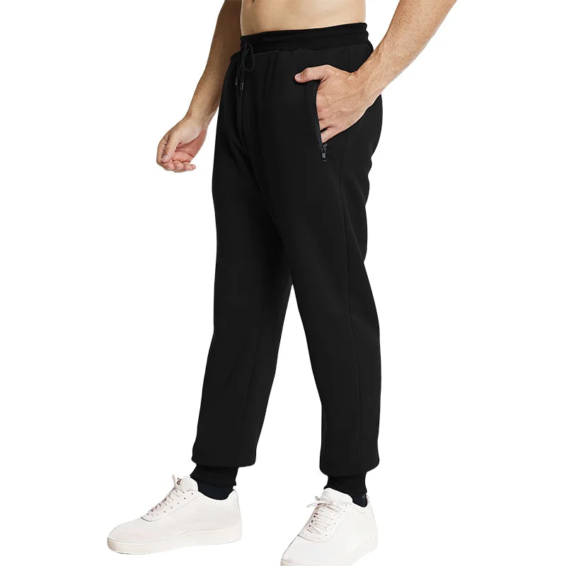 New Sweatpants Side Zipper Pockets Men Joggers Track Pants Elastic Waist Sport Casual Trousers Baggy Fitness Gym Clothing