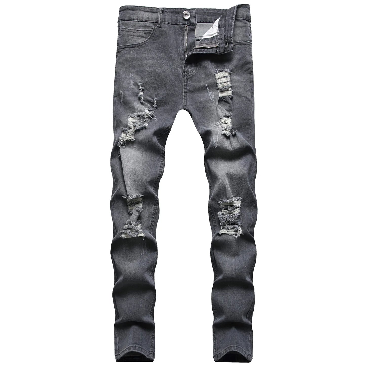 Mens Slim Fit Straight Tube Retro Hip Hop Pants Street Jeans Pants