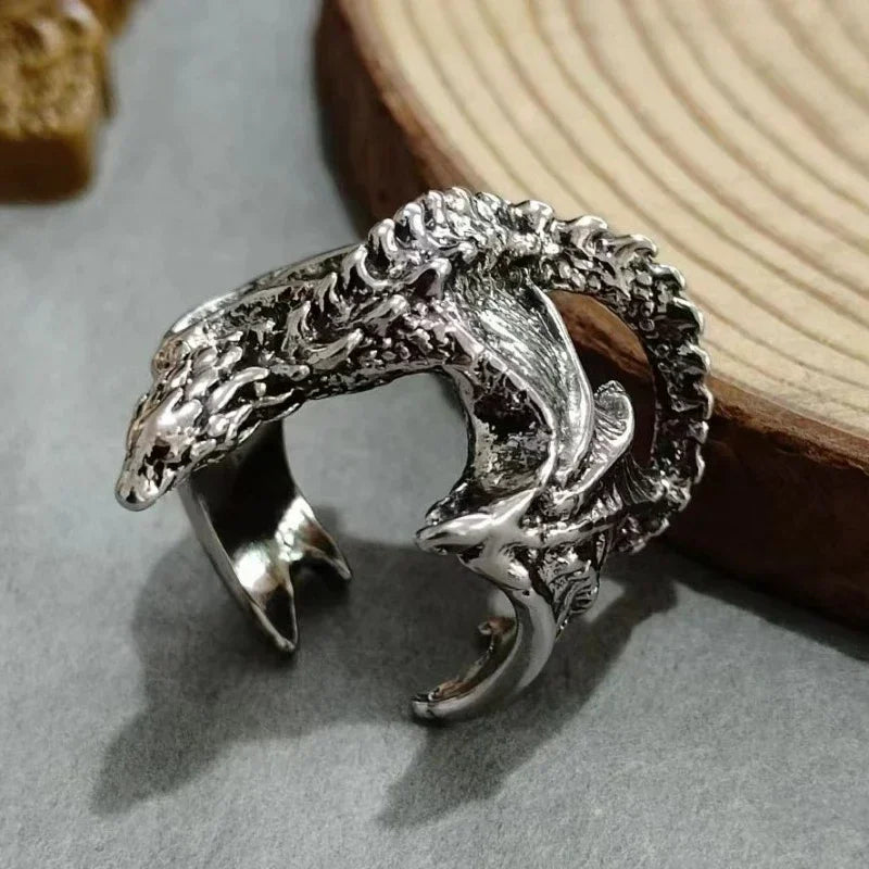 Dragon Rings Gothic Punk Style Pterosaur Wings Opening Adjustable  Rings Vintage Jewelry Accessories Gifts