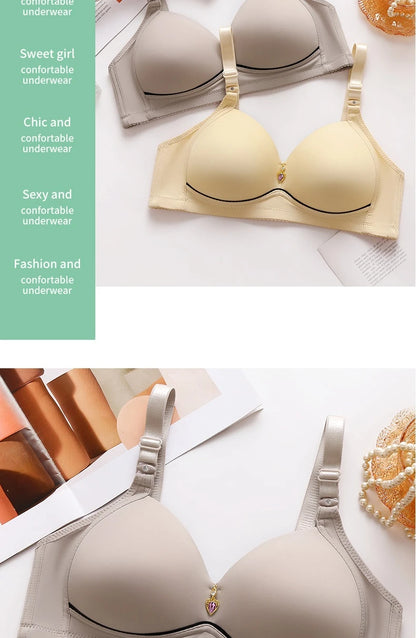 New Non-magnetic Thin Cup Glossy Fat Mm Bra Large Size No Underwire Comfortable Breathable Gathered Women's Underwear