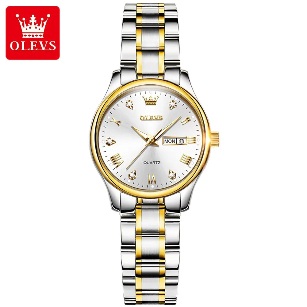 OLEVS Women Wrist Watch Original Watches for Ladies Waterproof Stainless Steel Luxury Quartz Woman Wristwatch Gold Reloj Hombre