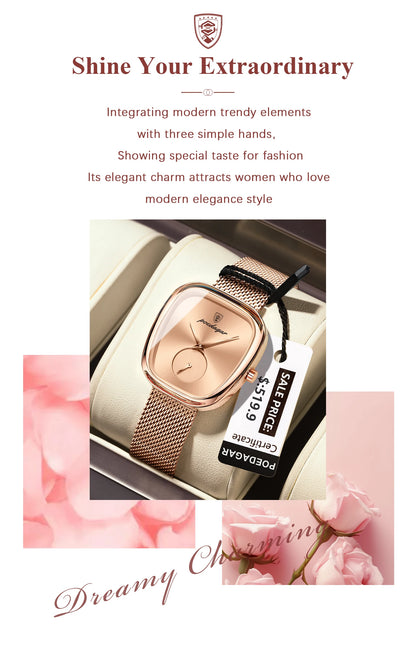 POEDAGAR Luxury Fashion Elegant Ladies Watch Waterproof Watch for Woman Mesh Stainless Steel Quartz Women's Watches Female Reloj