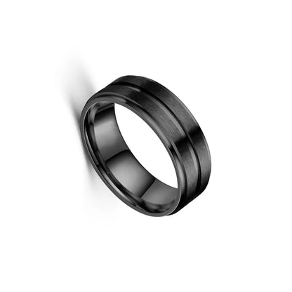 8mm Stainless Steel Men Rings Wholesale Black Groove Matte Wedding Engagement Party Gift Anniversary Rings For Women Jewelry