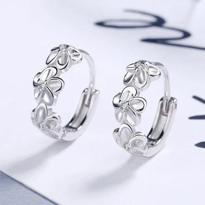 Top Sale 925 Sterling Silver Needle Earrings for Women's Wedding Fashion High Quality Jewelry Crystal Zircon Flower Cute Stud