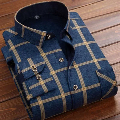 2024Men's Casual Warm Shirts Autumn Winter Long Sleeve Plaid Shirt Thick Warm Tops Men High Quality Soft Large Size Shirt Camisa