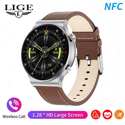 LIGE ECG+PPG Bluetooth Call Smart Watch 2023 Men AMOLED Full Touch Sports NFC Watches Men Smartwatch Waterproof For Android Ios