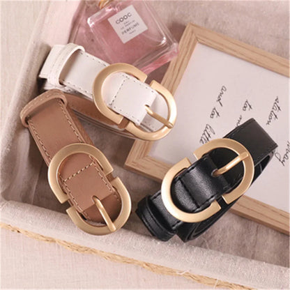 1pc Women's belt fashion trend alloy needle buckle shape simple PU leather decorative waistband students daily casual wear