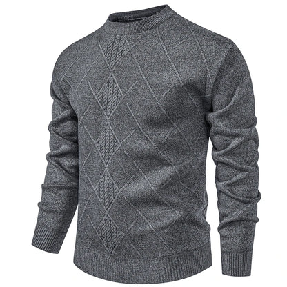 Autumn Winter Thick Knit Pullovers Men Solid Color Geometric Fashion Slim Fit Knitted Sweaters Mens Warm Casual Knitting Sweater