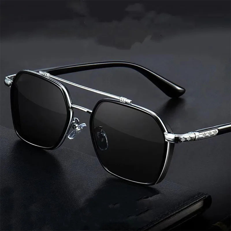 New Men's Large Frame Polygon Sunglasses Men Metal Frame Fashion Sun Glasses Outdoor Driving Fishing Eyewear UV400 Oculos De Sol