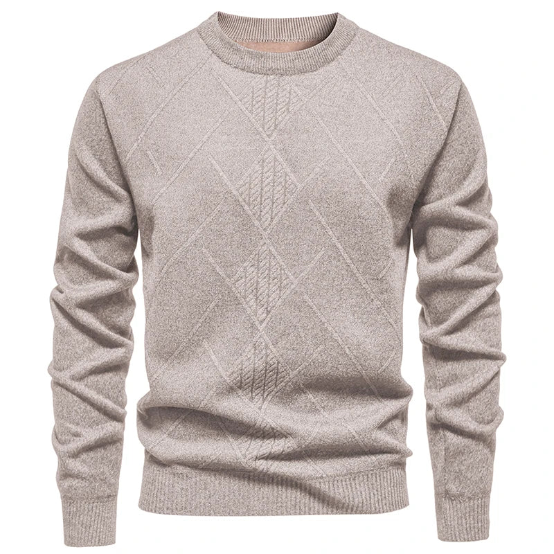 Autumn Winter Thick Knit Pullovers Men Solid Color Geometric Fashion Slim Fit Knitted Sweaters Mens Warm Casual Knitting Sweater