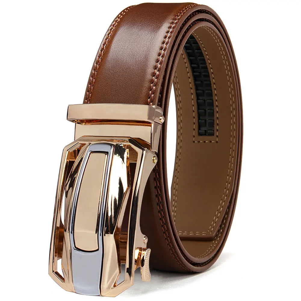 Men Belt Genuine Leather Cow Strap Automatic Belt Sports Car Brand Fashion Automatic Buckle Waist Strap Black Male Belts for Men