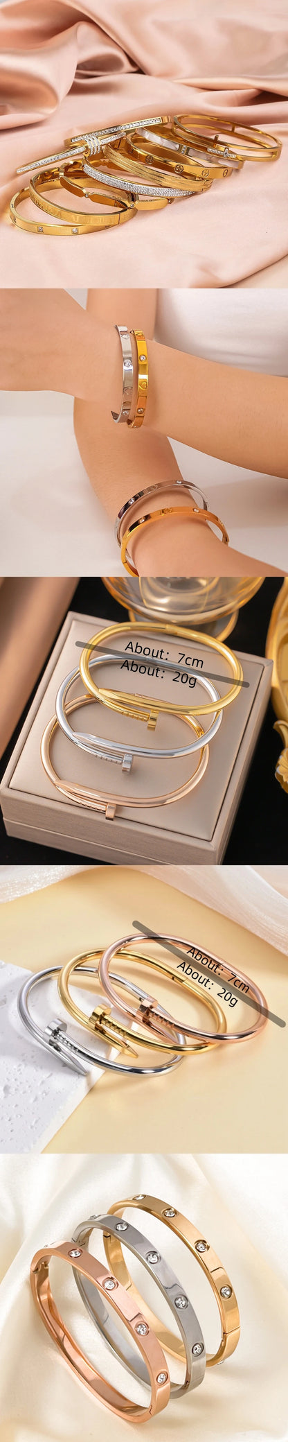 UILZ Simple 316 Nail Light Luxury Titanium Steel Jewelry Women's High Quality Bracelet Multi Functional Non-fading Hand Jewelry