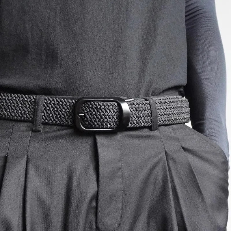 Non-hole Punch-free MEN'S AND WOMEN'S Woven Belt Elastic Stretch Canvas Belt Female Korean Style Versatile Student Pants Belt