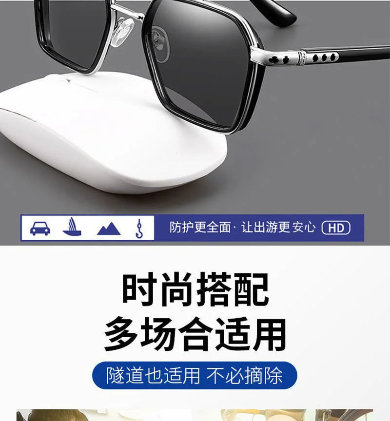 New Men's Large Frame Polygon Sunglasses Men Metal Frame Fashion Sun Glasses Outdoor Driving Fishing Eyewear UV400 Oculos De Sol