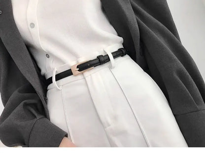 Women's Belt Minimalist Trendy Thin Belt High End Authentic Casual Versatile Needle Button Belt with Skirts Jeans Lady Belts New