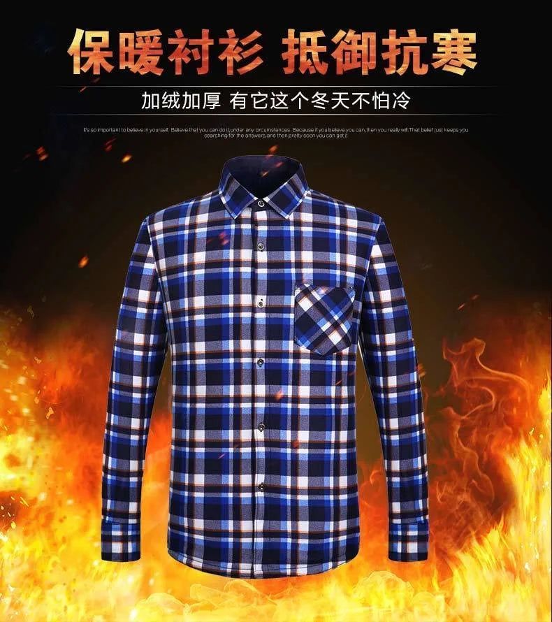 2024Men's Casual Warm Shirts Autumn Winter Long Sleeve Plaid Shirt Thick Warm Tops Men High Quality Soft Large Size Shirt Camisa