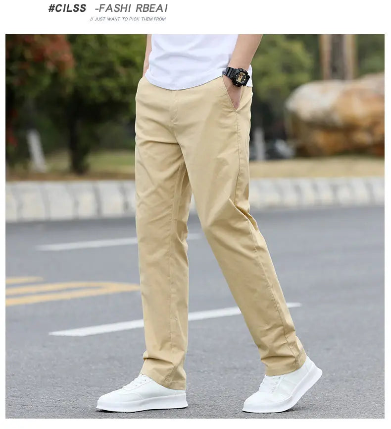 Men's High-Quality Chinos -Cotton Casual Trousers - Breathable Straight Pants (Sizes w28-w40)