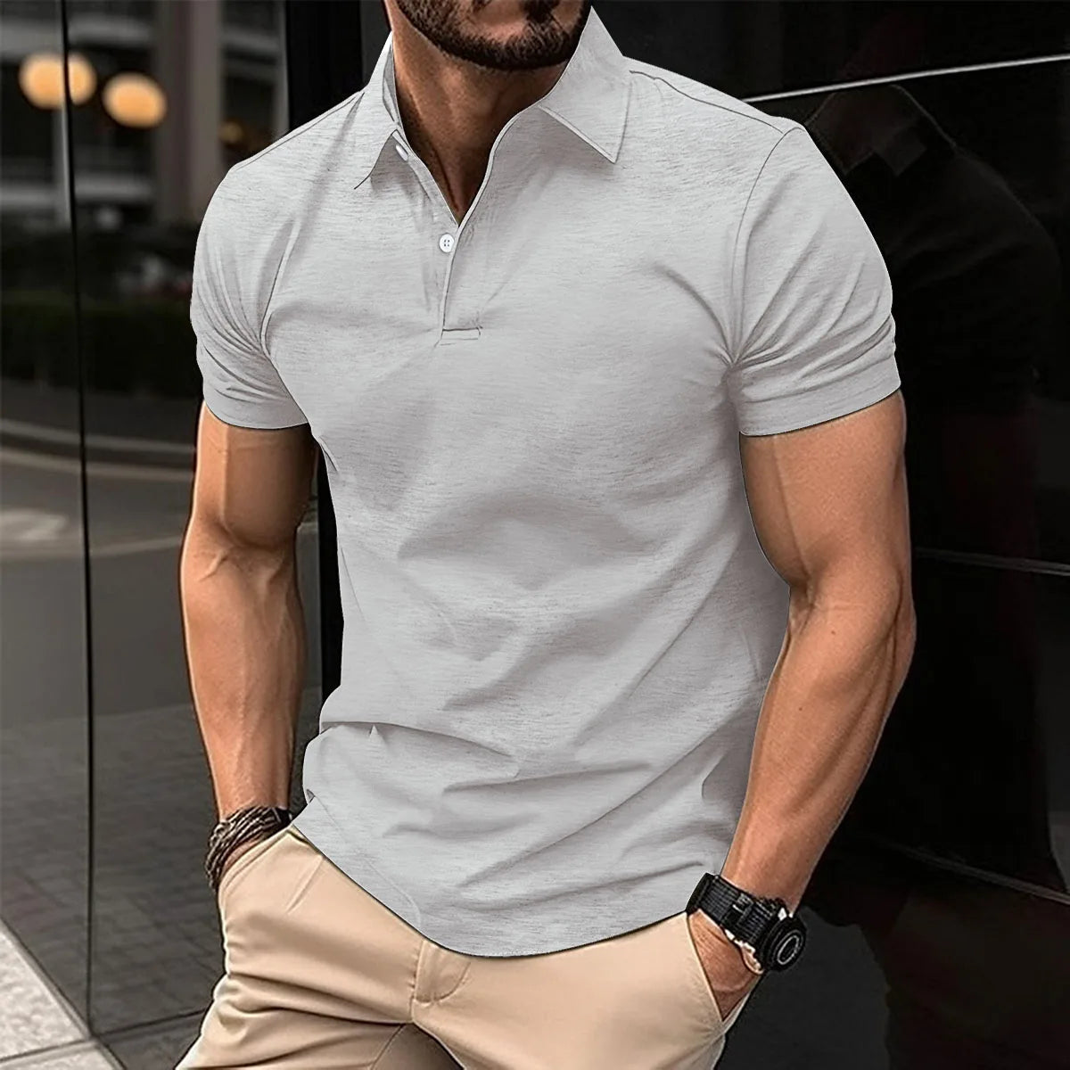 Best-Selling Men's Short-Sleeved Polo Shirt Lapel Button Solid Color Men's T-Shirt Summer Casual Comfortable Golf Men's Clothing