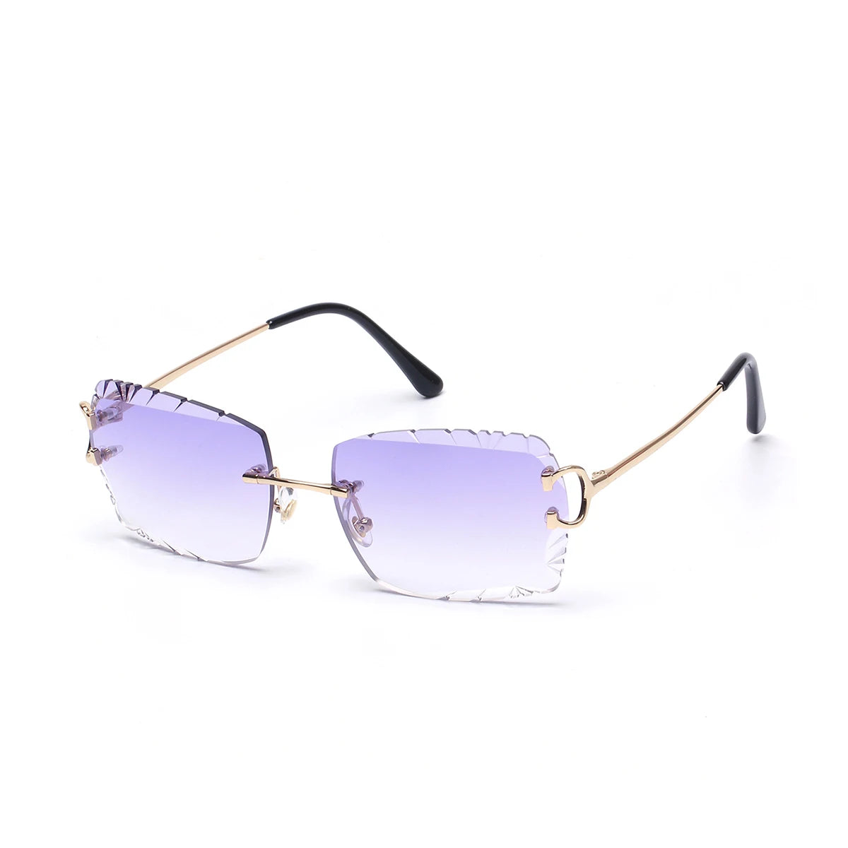 Ruiao Luxury high quality rimless diamond cut nylon lens UV400 Sunglasses fashion square metal legs glasses for men women