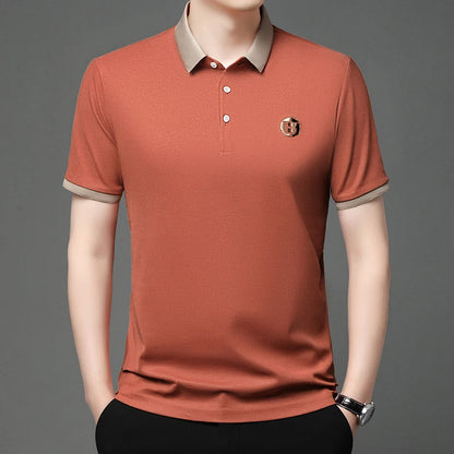 2024 Men's New Embroidered Cotton Business Leisure Short Sleeved POLO Shirt Fashion Short Sleeved Comfortable and Breathable Top