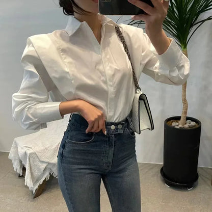 Women's Shirt Autumn 2025 New Chic Long-Sleeve Loose Blouses Street Elegant Tops Shirt OL office women blouses and tops shirts