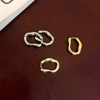 Gold Color Metallic Ear Loops For Women Simple Cool Style Irregular Geometric Ear Buckle Personalized Party HooP Earring Jewelry