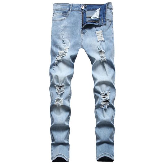 Mens Slim Fit Straight Tube Retro Hip Hop Pants Street Jeans Pants