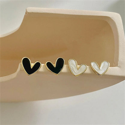 New Korean Sweet Cute Heart Stud Earrings for Women Girl Fashion Blue Glaze Aesthetic Geometric Earrings Minimalist Jewelry Gift