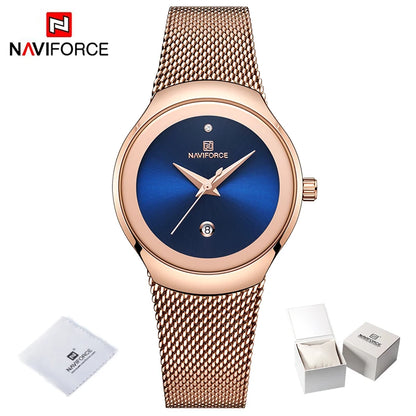 Top Luxury NAVIFORCE Women‘s Business Office Wristwatches Female Stainless Steel Strap Waterproof Girl Bracelet Relogio Feminino