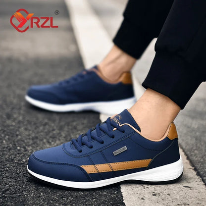 YRZL Men Shoes Spring Autumn Waterproof Walking Sneakers Leisure Male Leather Sports Shoes Non-Slip Footwear Tennis for Men