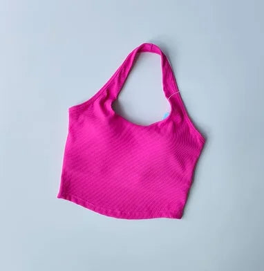 One Piece Cup 2023 Summer New Sports Bra Women's Shockproof Running Gathering Bra Hanging Neck Back Fitness Tank Top