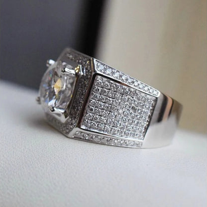 Sale 5-12 White Golden Iced Out HipHop Engagement Rings CZ Pinky Men Women Full Crystal Ring