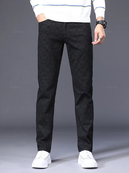 High Quality Brand Clothing Classics Plaid Casual Pants Men 98%Cotton Retro Business Banquet Check Trousers Male Plus Size 40 42