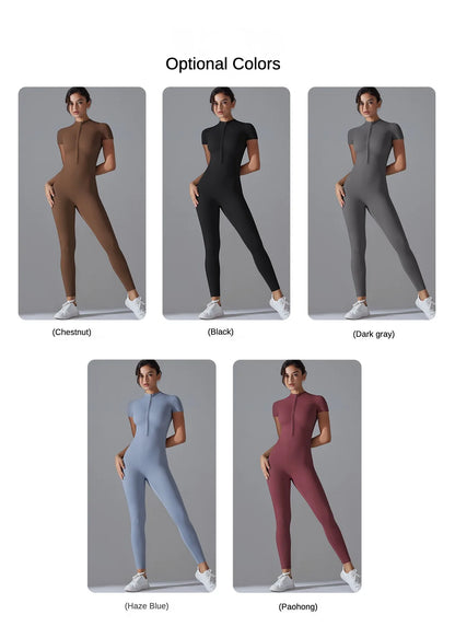 Zipper Jumpsuit Fitness Sports Overalls Gym Clothing Set Yoga Wear Pilates Workout Clothes for Women Outfit push-up Activewear