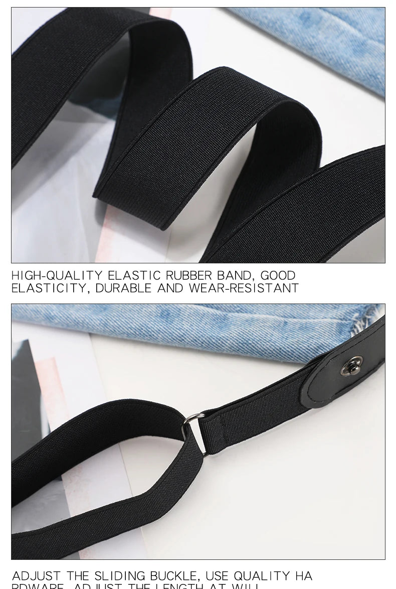 2pcs/set No Buckle Elastic Belt For Women Men Unisex Stretch Belt For Pants Jeans Casual Buckle Free Adjustable Invisible Belt