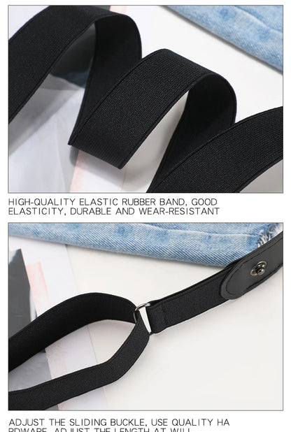 2pcs/set No Buckle Elastic Belt For Women Men Unisex Stretch Belt For Pants Jeans Casual Buckle Free Adjustable Invisible Belt