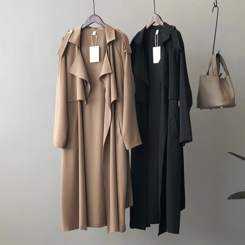 Winter Women Coat Female Trench Jacket Vintage Maxi Classic Long Trench Women Coat Oversize Female Windbreaker Blazers  Coat