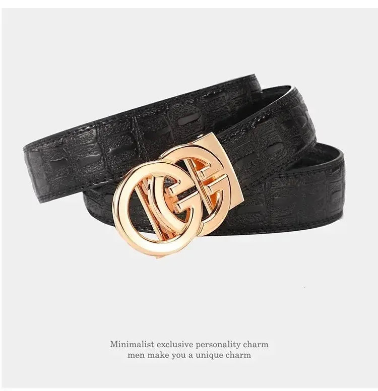 Men belt Genuine Leather Belt Metal Alloy Automatic Buckle Brand Luxury Design Waist Belts for Men Strap Male