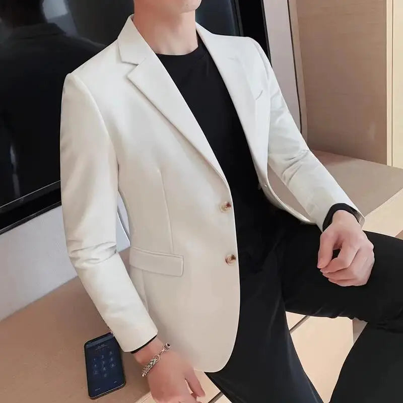 2025 High Quality Solid Single Button Casual Blazer Men's Korean Simple Business Elegant Fashion Party Slim Fit Suit Jacket 4XL