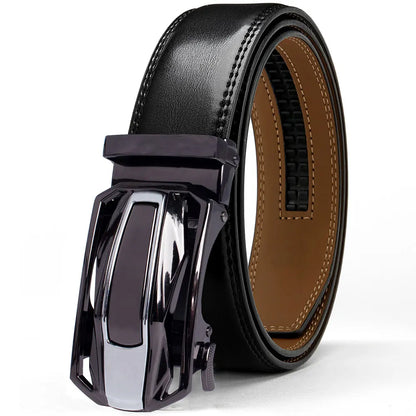 Men Belt Genuine Leather Cow Strap Automatic Belt Sports Car Brand Fashion Automatic Buckle Waist Strap Black Male Belts for Men