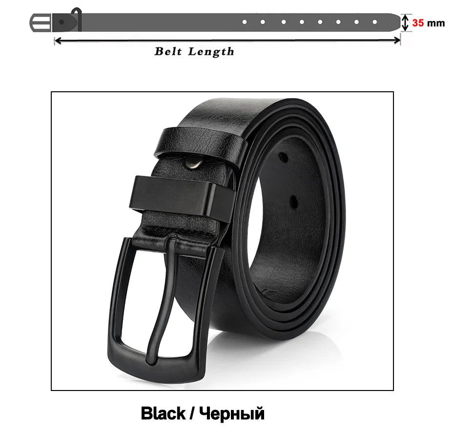 Maikun Men's Vintage Casual Belt Black Pin Buckle Student Versatile Leather Wide Belt