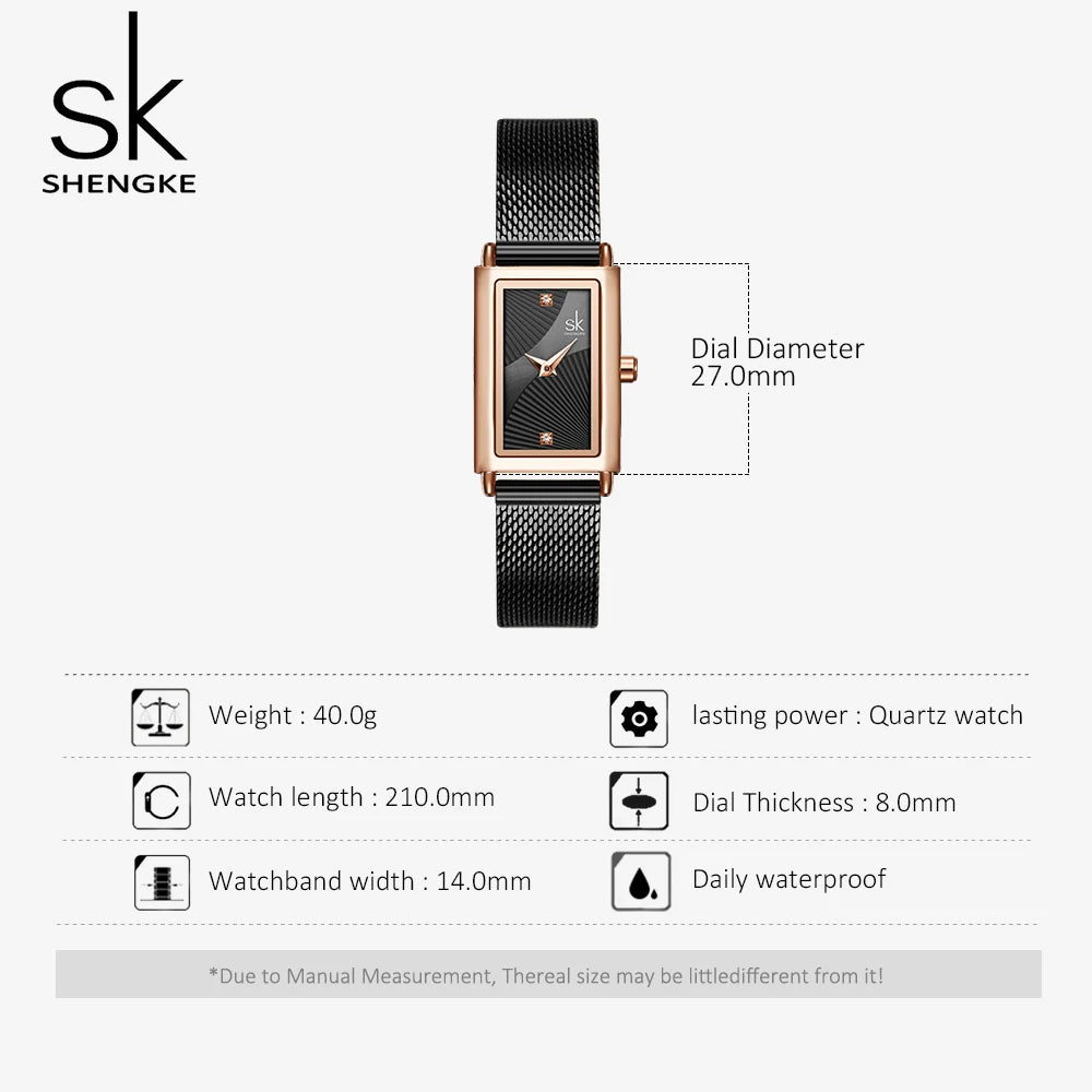 Shengke Women Watches Fashion Geneva Design Ladies Watch Luxury Brand Rectangle Quartz Wristwatches Luxury Gifts For Women Clock